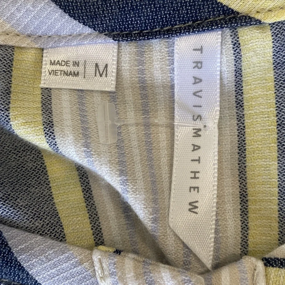 Travis Mathew Lucky Loo Twill Tie Waist Romper Striped - M - Picture 13 of 14